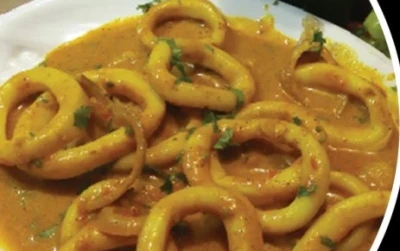 Calamari in Mkasara Curry Sauce